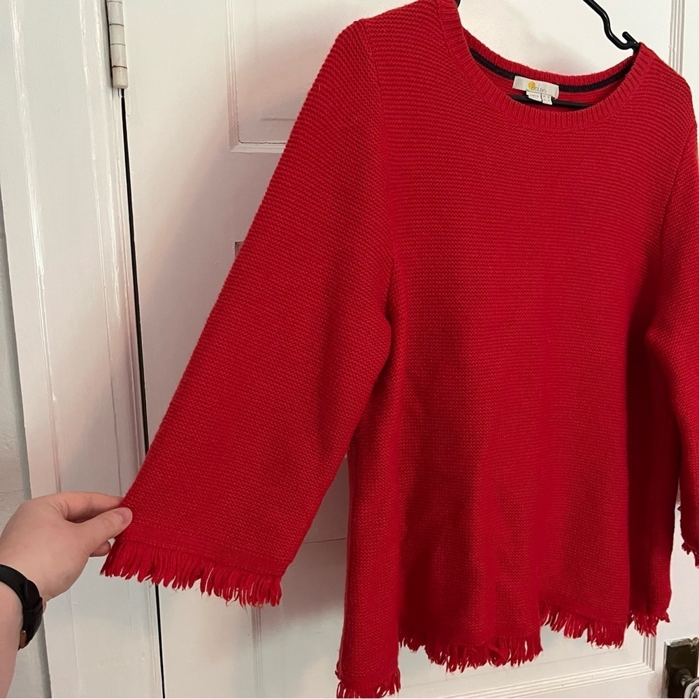 Boden Chunky Knit Fringe Trim Sweater - Picture 3 of 5